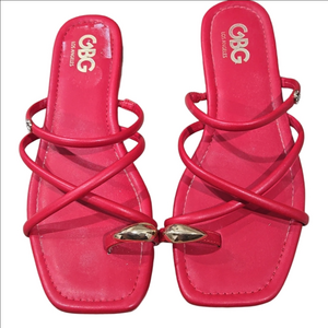 GBG Los Angeles Red Sandals with Gold Detail